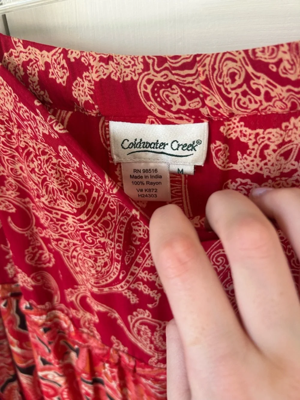 Coldwater Creek Red Paisley Floral Midi Skirt - Picture 3 of 3